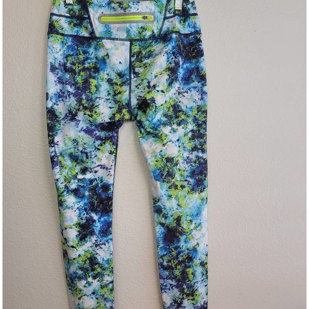ATHLETA Blue Green Hypersonic Sonar Full Length Leggings Abstract Sporty Chic - Picture 4 of 12
